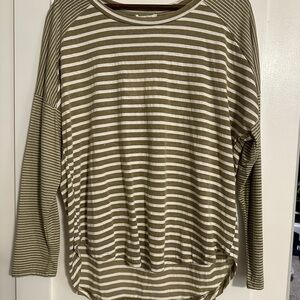 Umgee Olive and White Striped Top